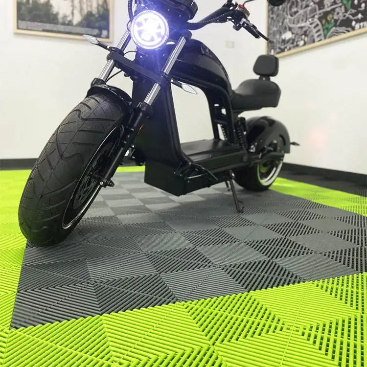 Rigid Modular Eco-Friendly Garage Floor Tiles Interlocking Rubber Plastic Garage Flooring Mats for Car Detailing Shop Workshop