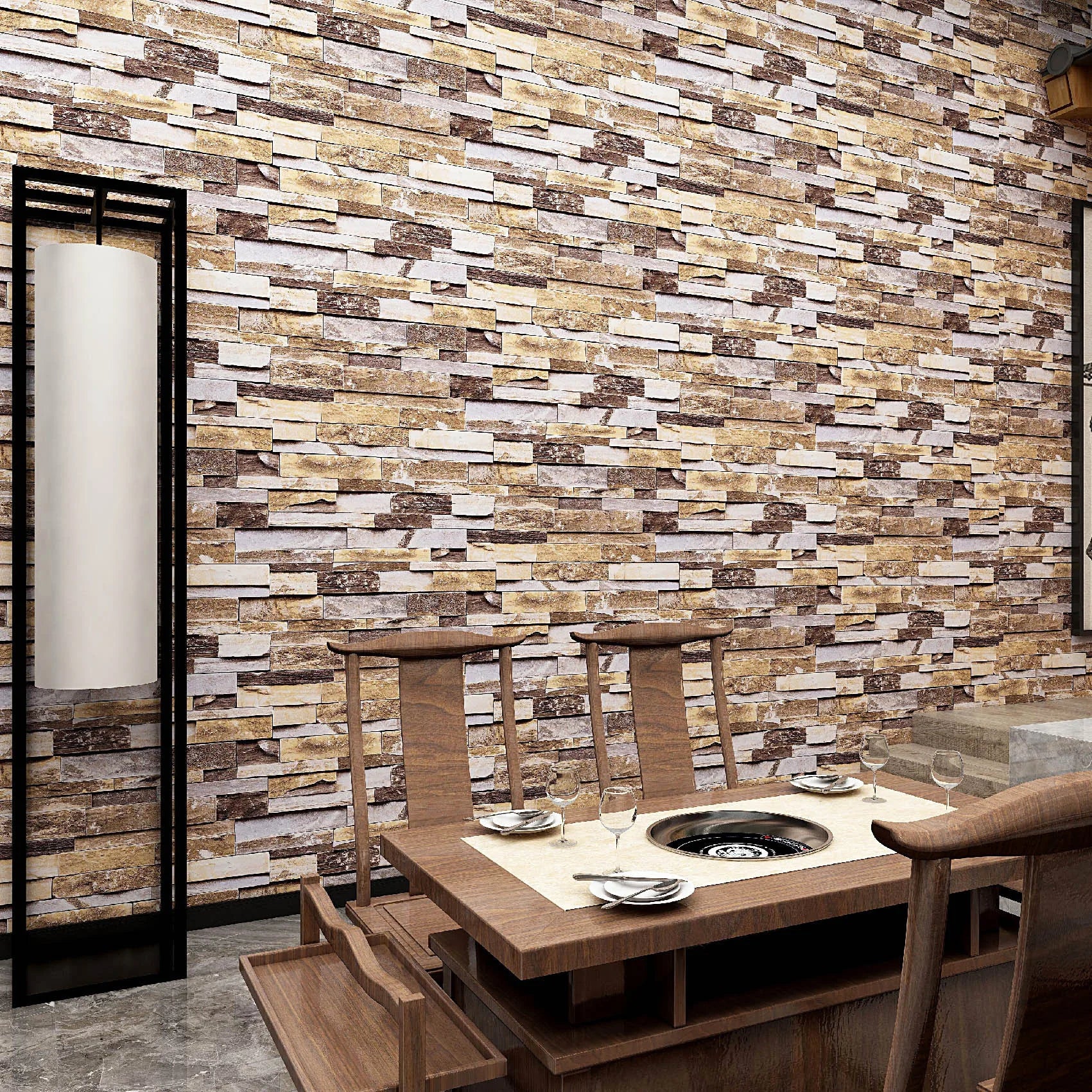 Hot Sale Self-Adhesive Vertical Strip Wallpaper Waterproof Non-Woven Fabric for Living Room TV Background Wall Bedroom