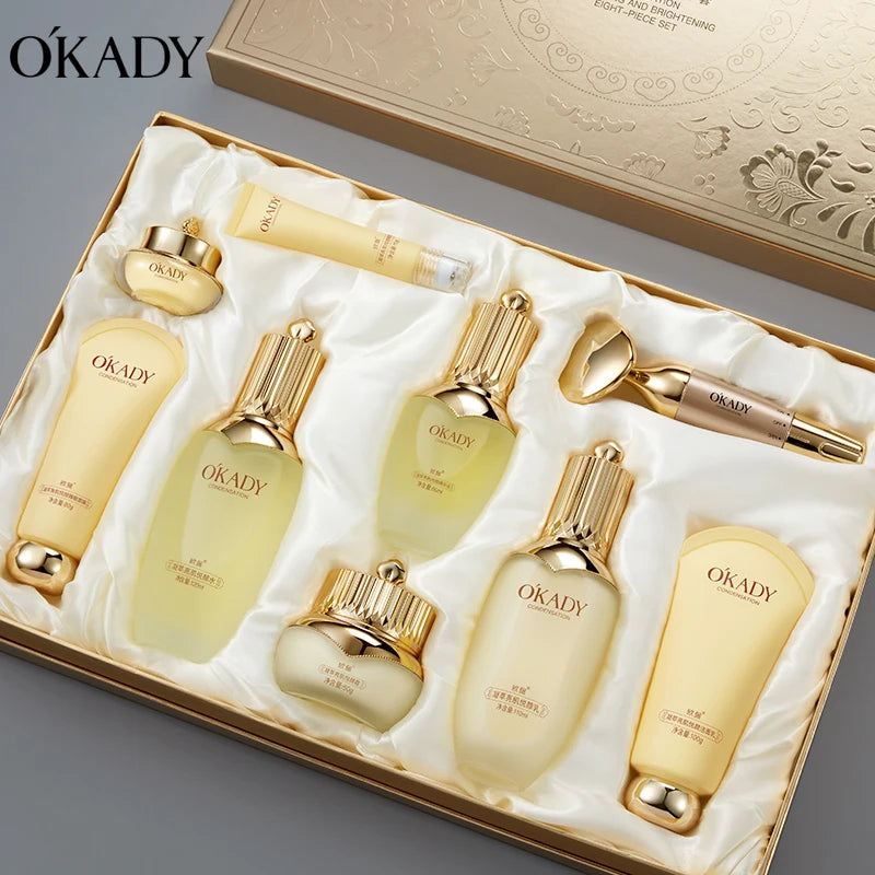 ODM OEM Whitening Set Skin Care Kit Condensed Brightening Organic Beauty Care 24k Gold Anti Aging Revitalizing Skin Care Set