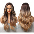 HAOLING OEM/ODM Honey Blonde Highlighted Wigs Ombre Brown Long Body Wave Synthetic Wig for Black Women