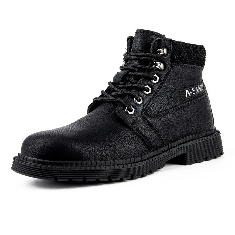 AMAWEI Steel Toe Leather Safety Shoes Outdoor Anti-Puncture Waterproof Work Boots 813