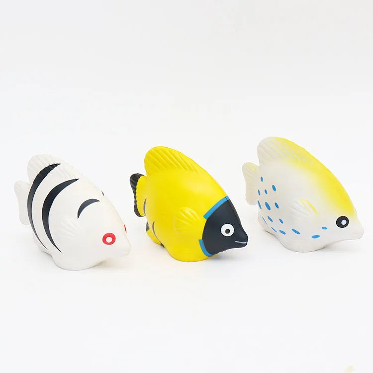 ECO-friendly Custom logo Funny Pu Foam Anti Stress Reliever Tropical Fish Antistress Squeeze Promotional Gift Toy