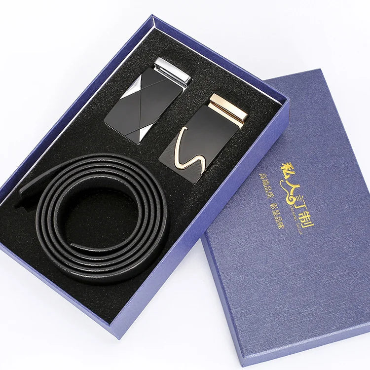 Men's Belt Leather Business Automatic Buckle Belt Gift Boxed Men Belt Luxury