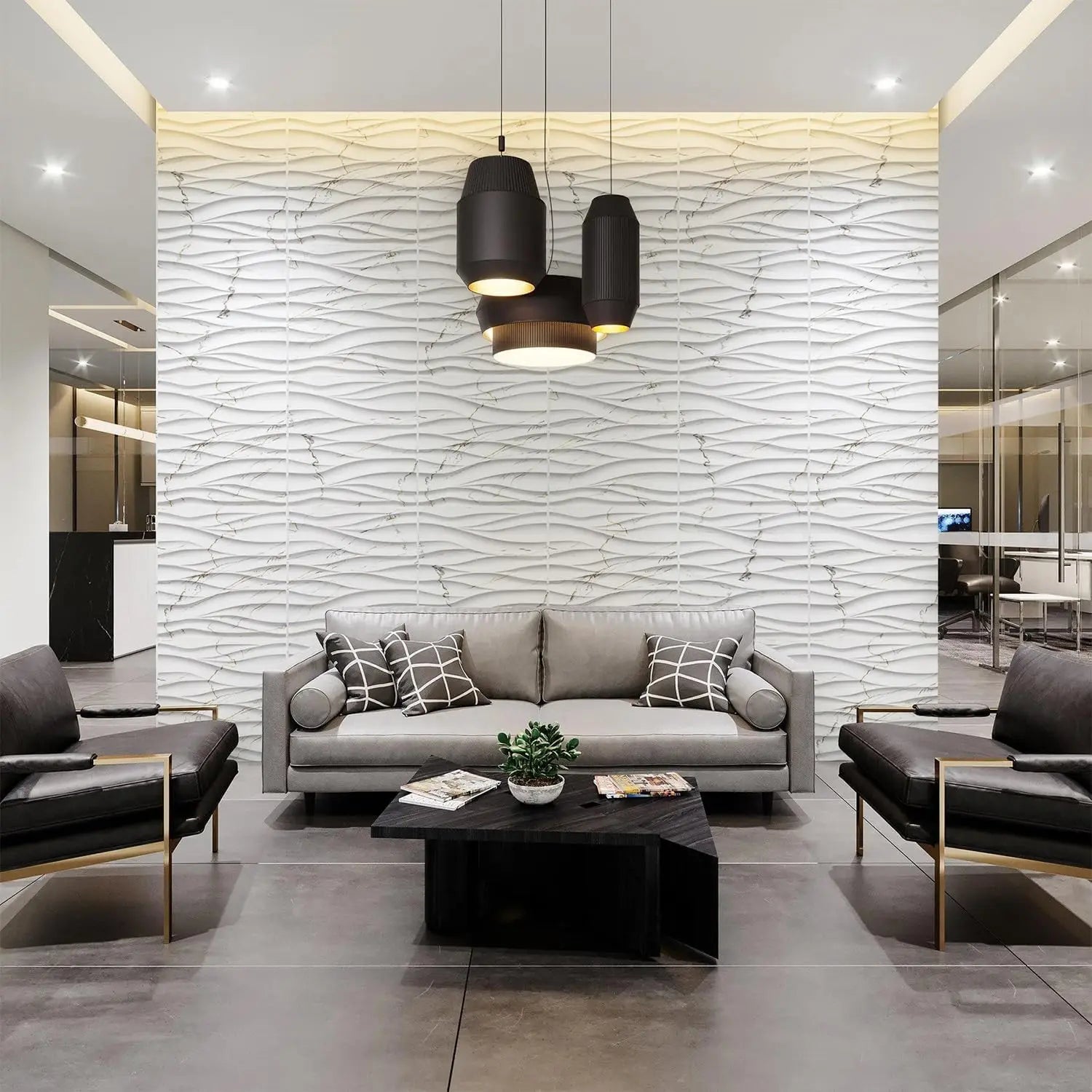 ZJ Lightweight PVC Marble 3D Wall Panel Waterproof Fireproof Outdoor Commercial Use Easy Installation DIY Home Projects