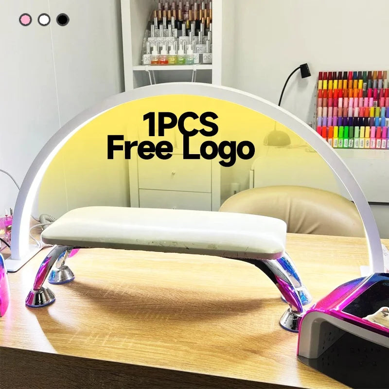 Customized logo 30 Inch Circular Half Moon Beauty Salon Light With Adjustable Brightness LED Nail Worktable Light Nail Painting