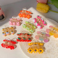 Mini Plastic Hair Clamps Cute Animal Fruit Pattern Strong Hold Matte Candy Color Cartoon Hair Claw for Baby Girls