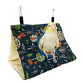 All-Season Canvas and Plush Bird Hammock - Parrot Nest and Birdhouse Sleeping Bed with Perch Playful Triangular Design