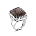 YBO Wholesale Sterling Silver 925 Women's Wedding Ring Natural Stone Cushion with Smokey Quartz for Parties