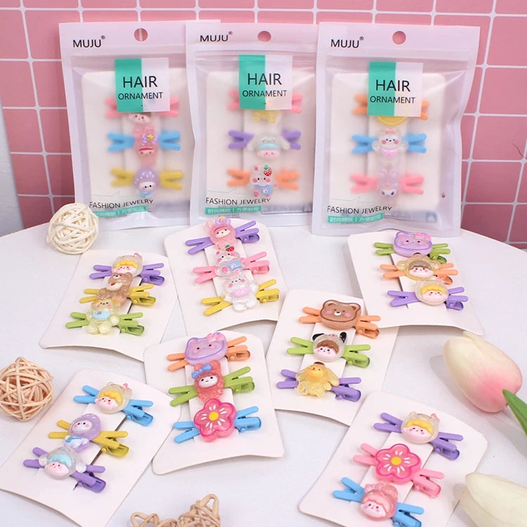 3 Piece Set Korean Version Baby Cartoon Clips Resin & Metal Fashion Hair Accessories Gift