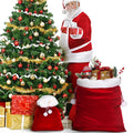 Custom 2026 New Christmas Red Gold Velvet Drawstring Gift Bag Santa Claus Design for Holiday Decoration & Gift Packaging