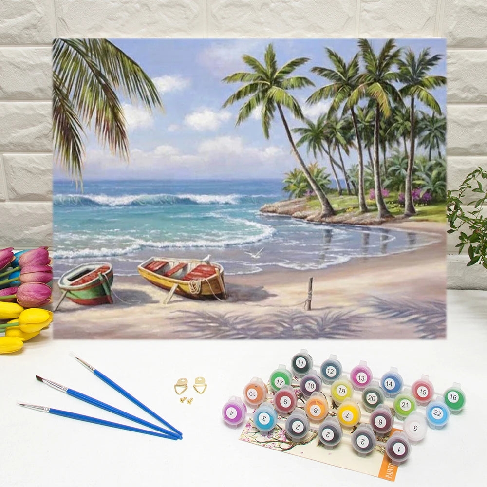 Dropshipping Scenery Canvas Oil Painting  Oil Painting by Numbers Without Frame for Home Wall Decoration