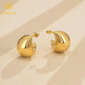 Non Tarnish Vintage Women Jewelry Stainless Steel Teardrop Hoop Chunky 18K Gold Plated Bold Earrings