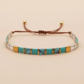 Go2boho Women's Bohemian Fashion TILA Beaded Bracelets Colorful Glass Beads Handmade Adjustable Chain New Jewelry Gift Pearl