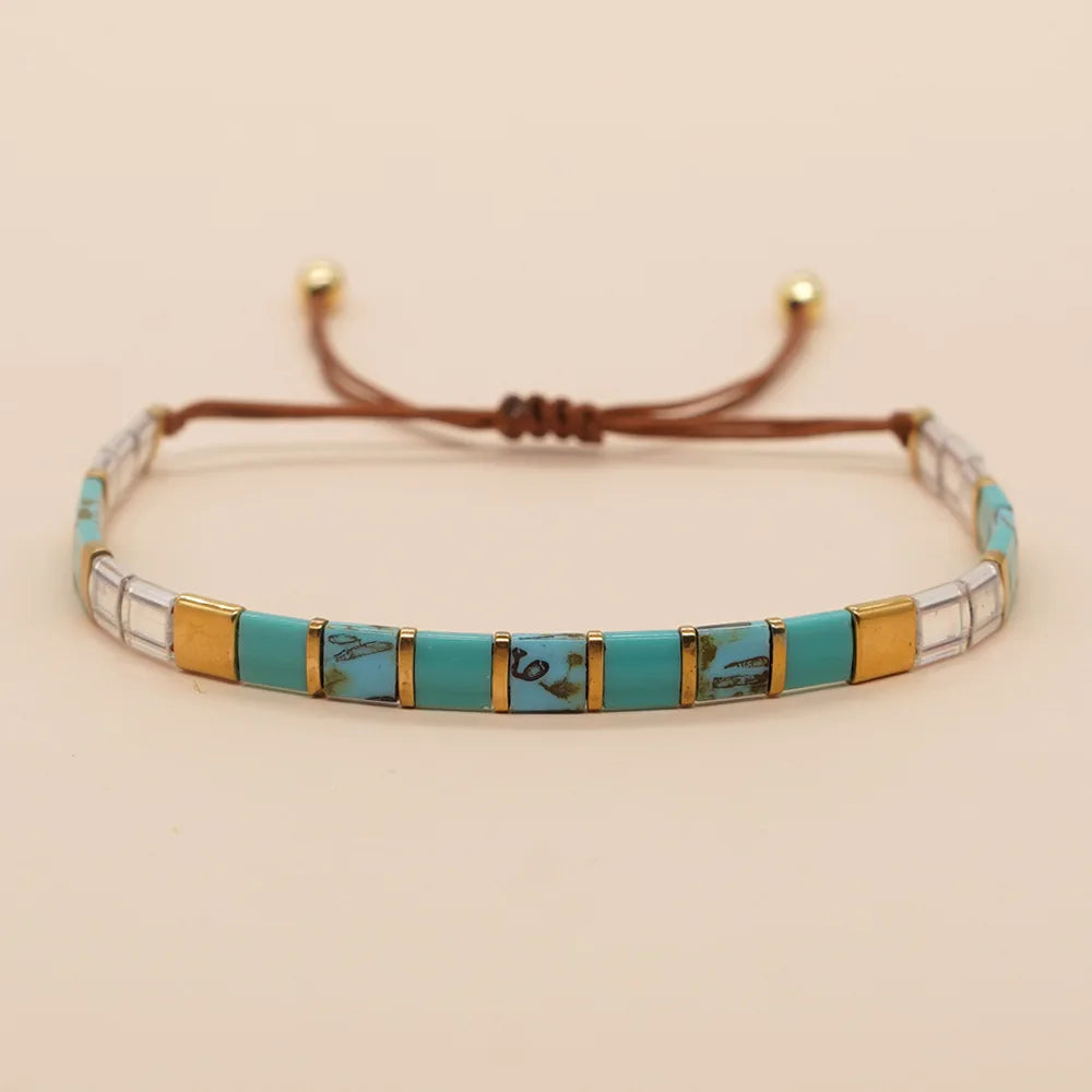 Go2boho Women's Bohemian Fashion TILA Beaded Bracelets Colorful Glass Beads Handmade Adjustable Chain New Jewelry Gift Pearl