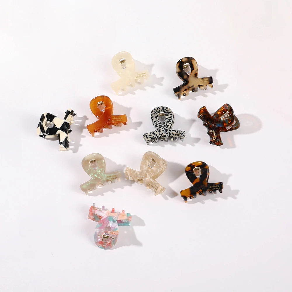 Cute Exquisite Tortoiseshell Cross Hollow Hair Clip Claw Girls Small Shark Hair Clamp Clip Female Mini Acetate Hair Claw Clips