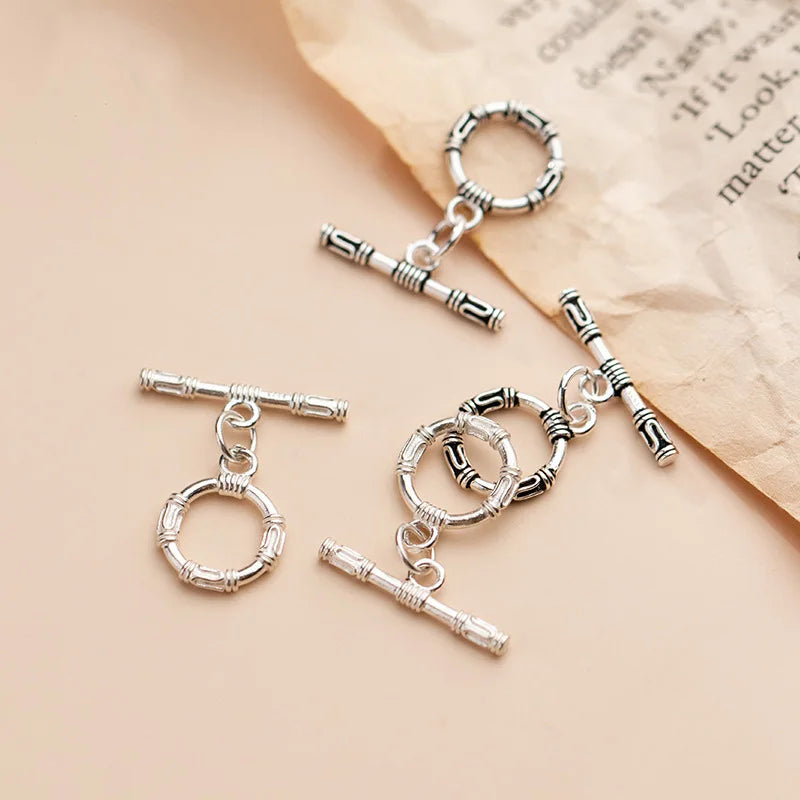 Large Round Toggle Clasp Closure Antique 925 Sterling Silver OT Clasp for Jewelry Making Supply