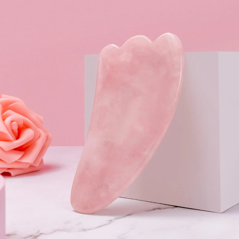 Pink Crystal Gua Sha 100% Natural Jade Rose Quartz Gua Sha Stone Facial Massage Tools