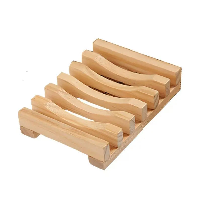 Natural Bamboo Wood Soap Holder Dish Rack Bathroom Shower Storage Support Plate Tray Elegant Wooden Bathroom Sets