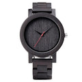 Black Wooden Strap Charm Watch Men's Quartz Fashion 2020 MIYOTA Round Hardlex Pointer 2 Years Chronograph Power Reserve
