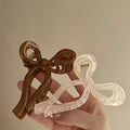 11cm Large Plastic Acrylic Hair Claw Clips Korean Style Transparent Bow Hair Clamp for Women Cute Simple with Pearl Material