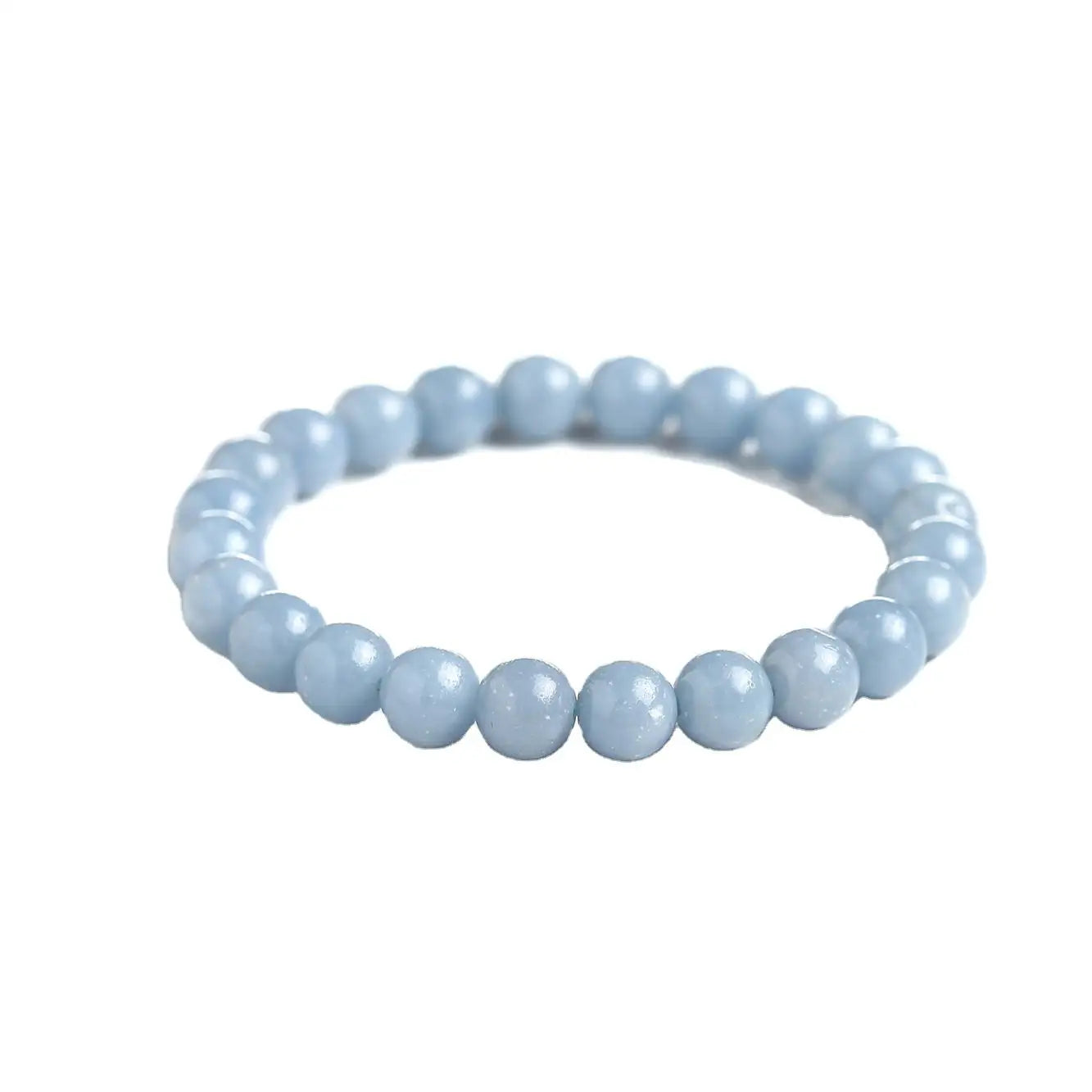 Natural Angelite Stone 7A Healing Crystal Bracelet Angelite Blue 8mm Beads Round Bracelet for Women Man