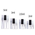 Wholesale Travel Use 2ml 5ml Fine Mist clear Refillable Spray Glass Bottle Screw Neck Black White Sprayer Mini Perfume Bottle