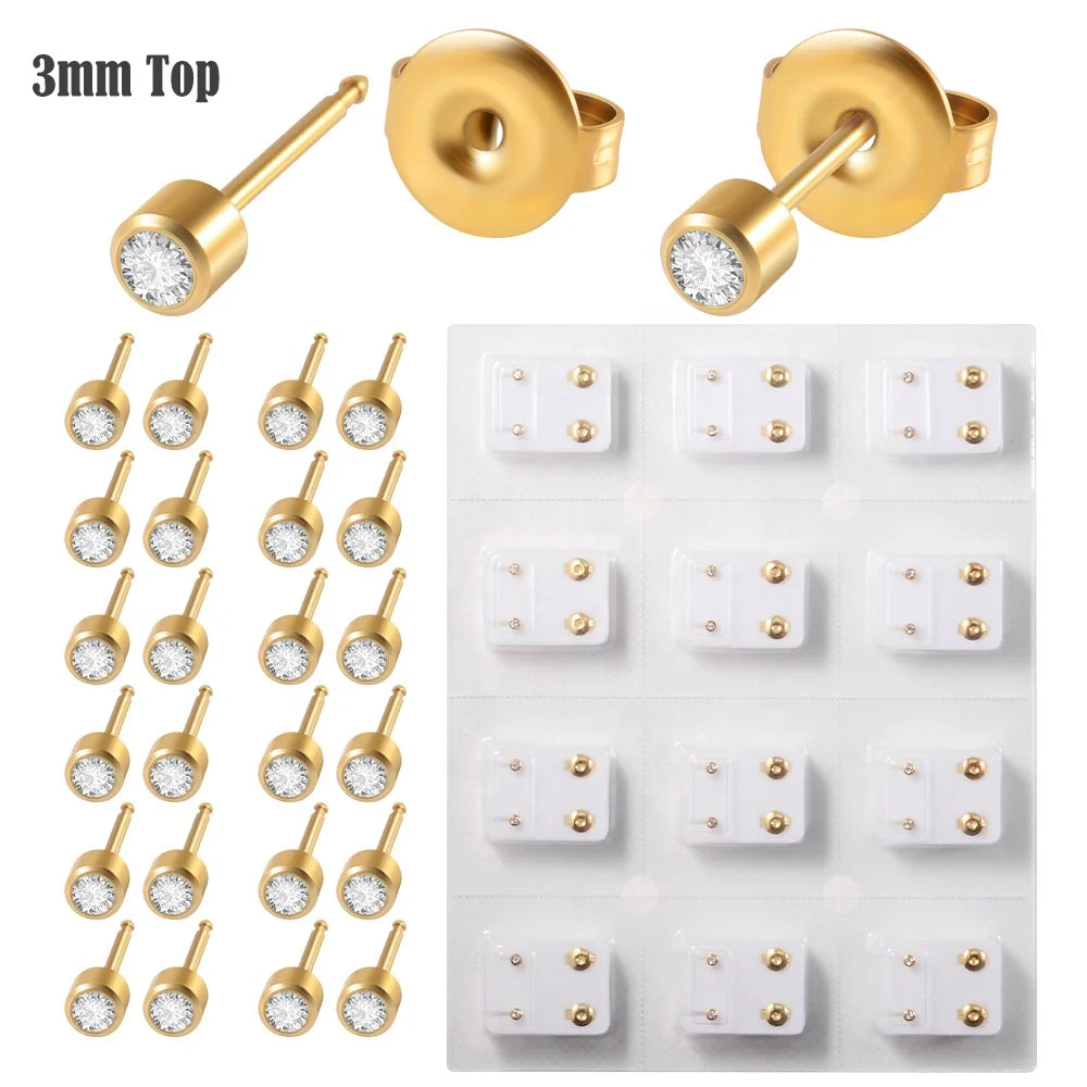 Surgical Steel Earring Studs Birthstone Gem Earrings Gold/Silver Studs Tragus Cartilage Body Jewelry Suit Piercing Gun