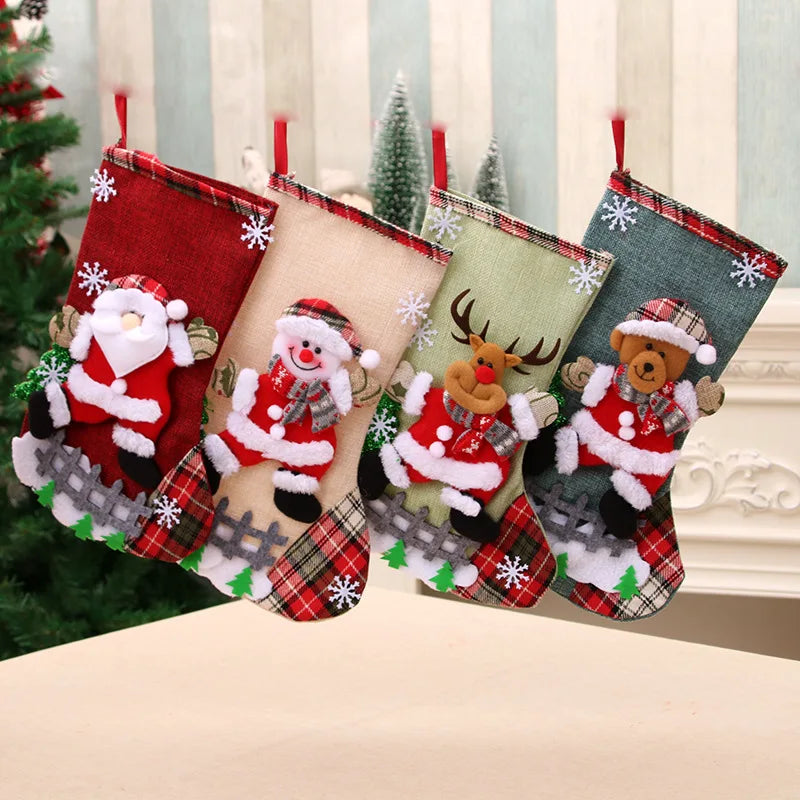 K1084 Christmas Decoration Socks Ornaments Pendant Small Boots Children New Year Christmas Socks Candy Bag