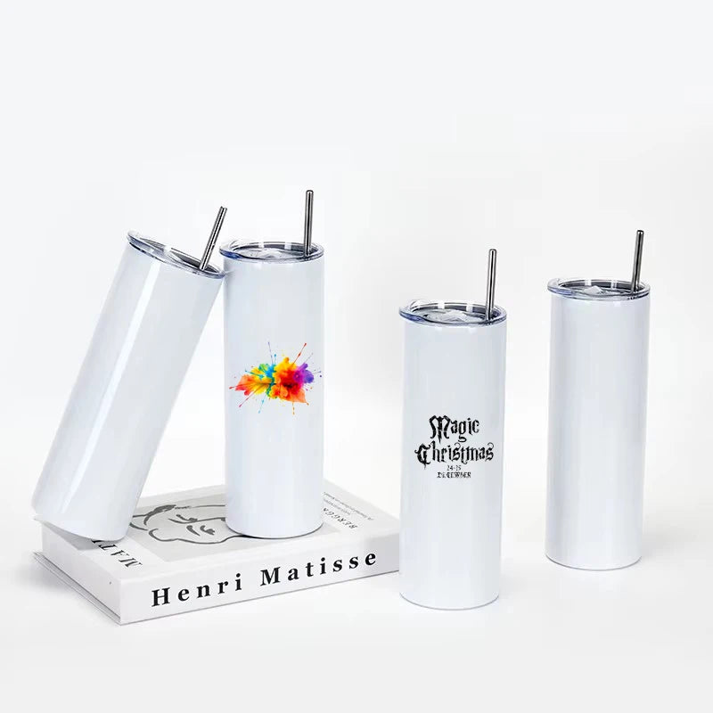 20 oz Double Wall Steel Blank Sublimation Straight Tumbler Water Bottle With Straw