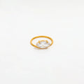 Joolim Jewelry Wholesale 18K Gold Plated Chunky Eye CZ Oval Zirconia Stainless Steel Lines Rings for Women Dainty Rings