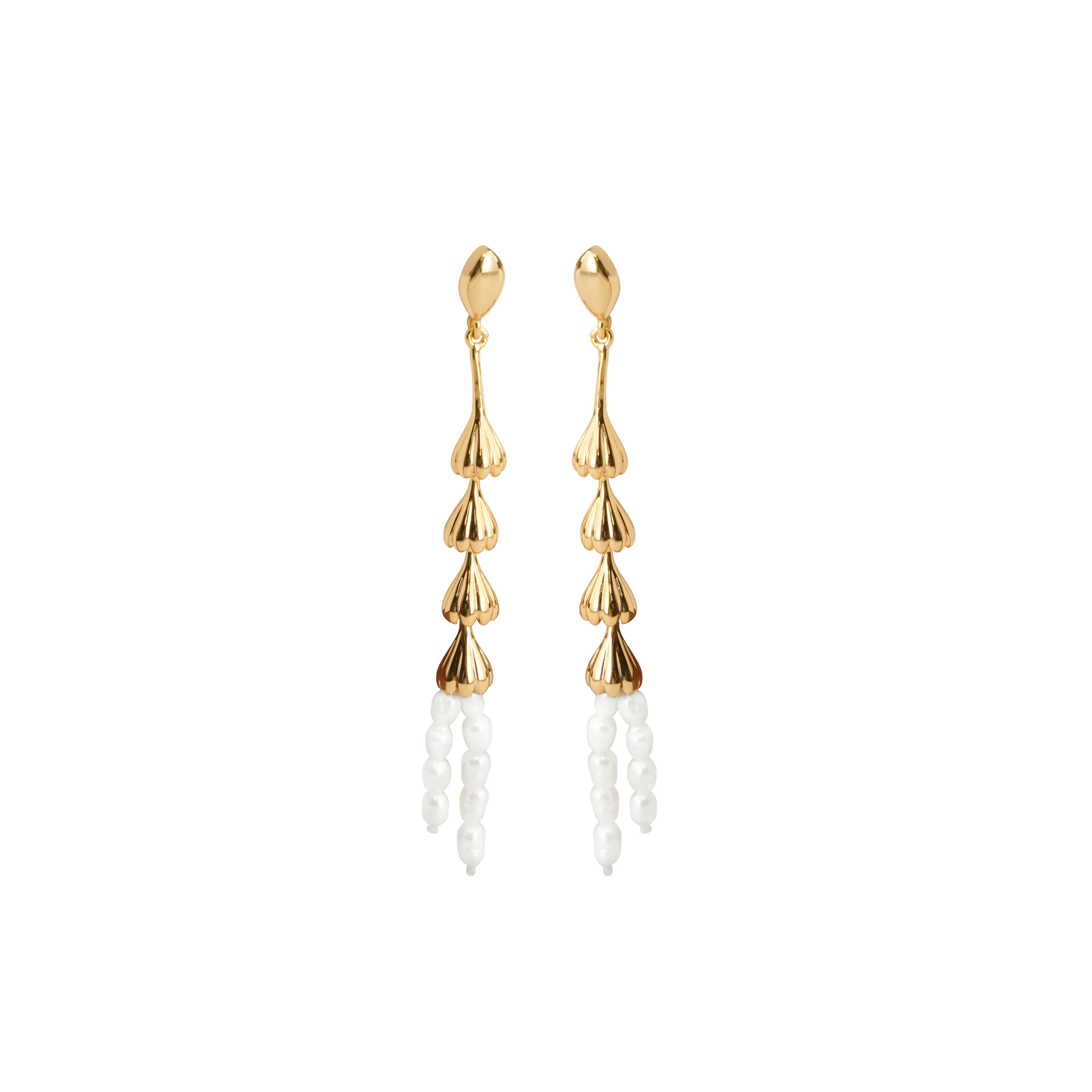 New Fashion Millet Bead Earrings Real Gold-Plated Brass Earrings for Women