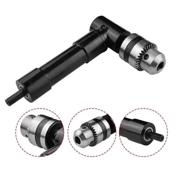 90 Degree Right Angle Electric Drill with Three-Jaw Chuck and Key Corner Tool Alloy Power Tool Accessory
