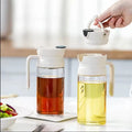 Home Kitchen 600ml Oil Pot Automatic Sealing Leak Proof Lid Sauce Glass Storage Oil Catch Can