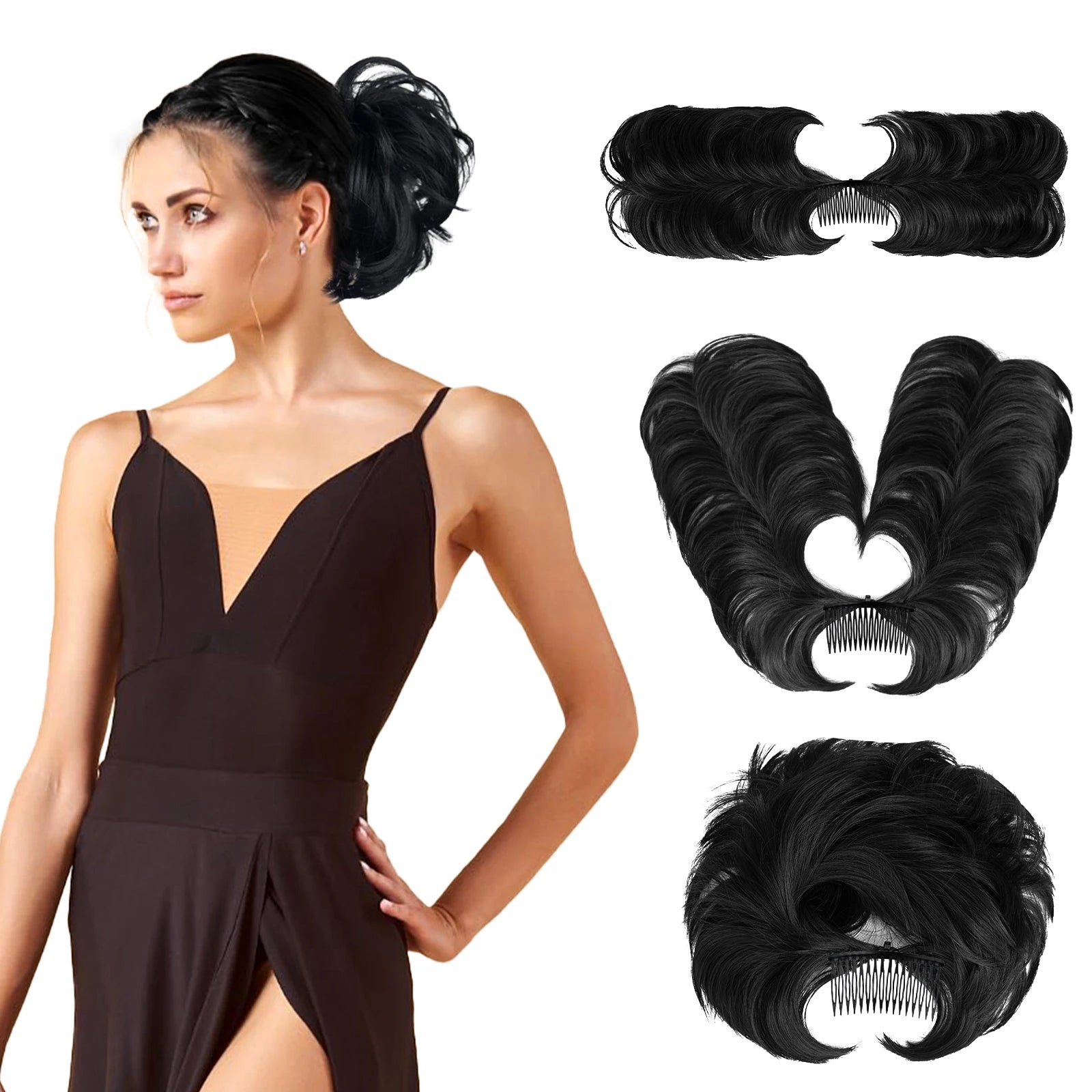 Wholesale 100g Synthetic Messy Bun with Curly Hair Natural Waves and Fluffy Look Heat Resistant Clip-In Elastic Band Chignon