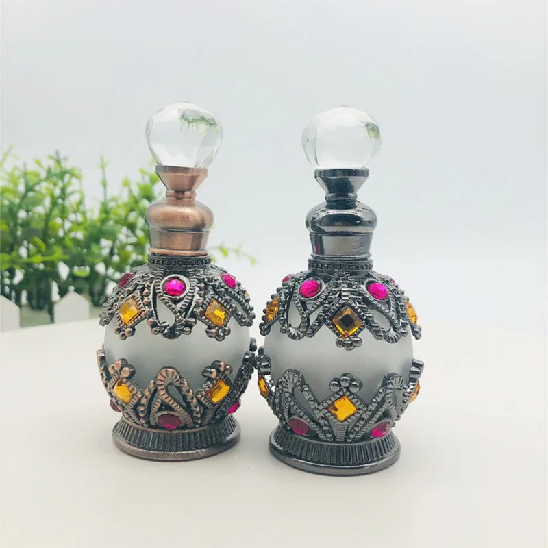 Retro Arab Style 15ml Antiqued Vintage Glass Metal Alloy Empty Stick Perfume Bottle for Men
