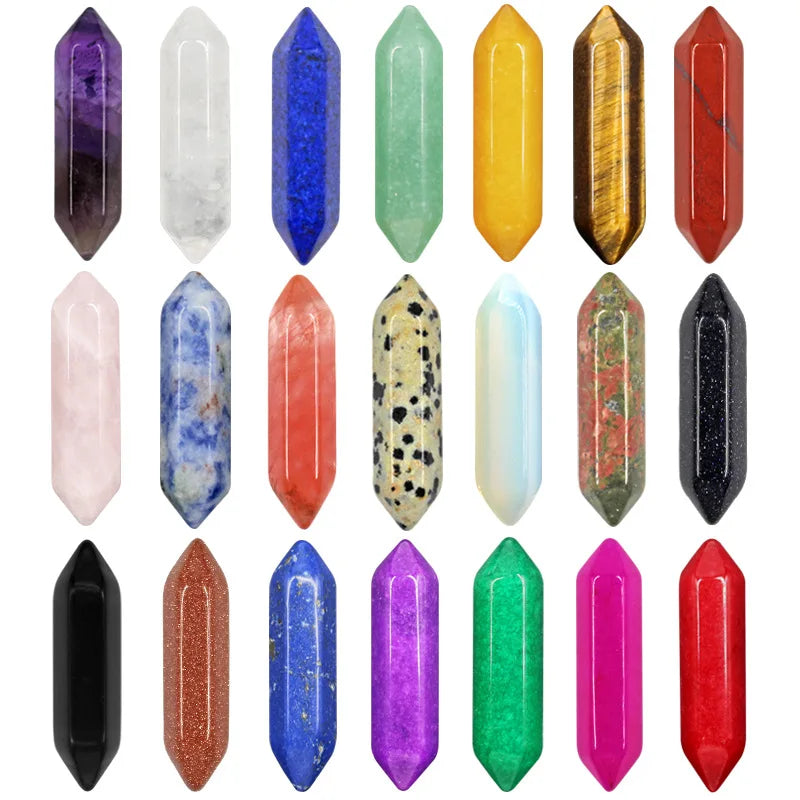 Wholesale DIY Natural Gemstone Crystal Hexagonal Column Bullet Pointed Pendulum Pendant Ornaments Crafts