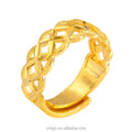 Foreign Trade Sand Gold Jewelry Four-Leaf Ring Open Ring Women Brass Gold-Plated Ring Jewelry Women Fashion Accessories