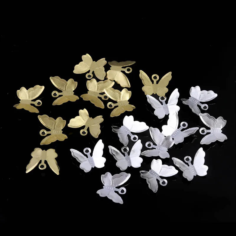 Wholesale 50pcs/pack Jewelry Findings Gold Plated Metal Butterfly Charm Pendant Jewelry Making DIY Jewelry Making Accessories
