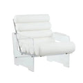 Modern Luxury White Velvet Chaise Lounge Chair Acrylic Fabric Back Arm Chair Design for Living Room Apartment Dining Hotel Use