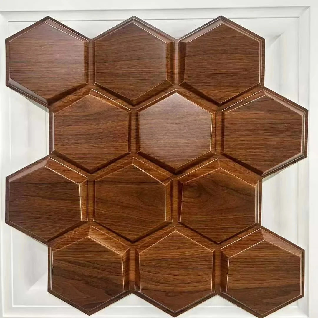 Modern Wood Grain 3D PVC Wall Panels Waterproof Interior Wall Cladding for Dining and Living Room for Household Decor