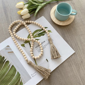 YOPIN 296 Hot Sale Wooden Bead Garland Farmhouse Beads 58IN Modern Style Long Lasting Christmas Mother's Day