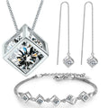 G1842 Elegant Jewelry Sets Saqure Cube Zircon Pendant Necklace Bracelet Earring Set for Women