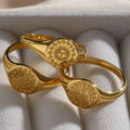 Trendy  Rings Jewelry Stainless Steel PVD 18K Gold Plated Moon and Sun Goddess Couple Ring