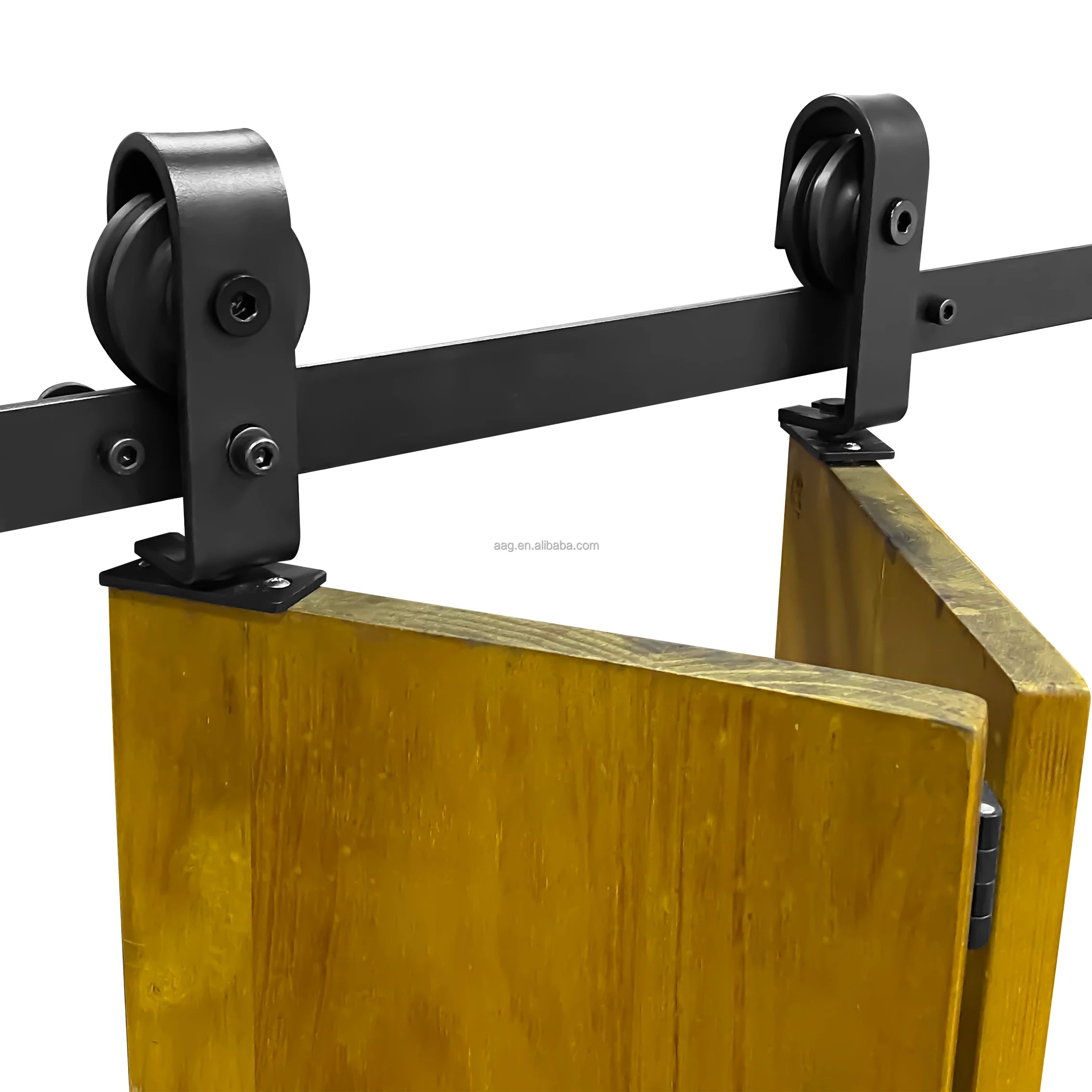RHETECH Industrial Carbon Steel Wall Mount Bracket Bending Double Wooden Doors Bifold Barn Door Hardware Kit Bifolding Barn Door