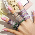 Silver Plated Copper Zircon Luxury Eternity Ring High End 3A Zirconia Pave Love Lots Bulk Diamond Wedding Rings for Women
