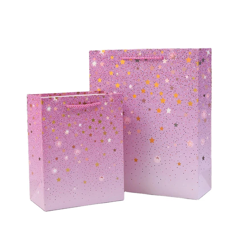 Custom Personalized Luxury Purple Art Paper Bag for Shoes Boutique Shopping Packing with Handle for Craft Use