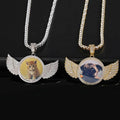 Fashion Jewelry Round wings 24inch Men's Necklace Custom Framed Photo Fashion Brand Personality Pendant