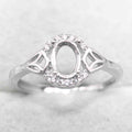 Sterling Silver 5*7mm Semi Mount Ring Empty Frame Blank Support Claws Setting S925 Base Holder Without Center Stone for Inlay