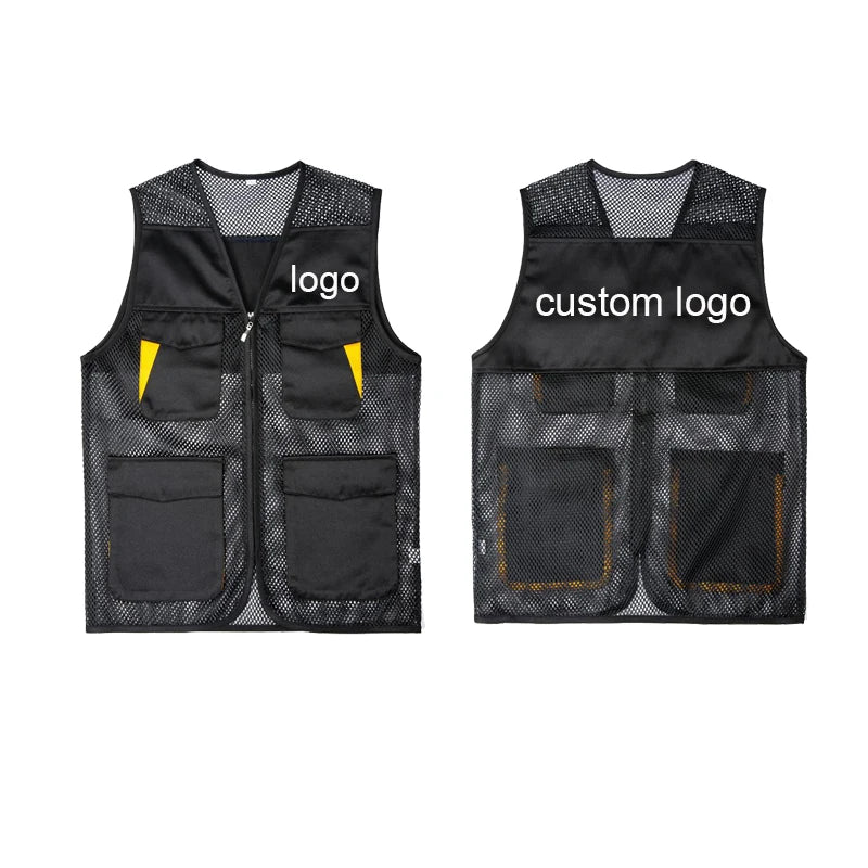 2023 Customized Logo Multi-functional Outdoor Casual Fishing Work Volunteer Safety Utility Work Multi Pocket Vest