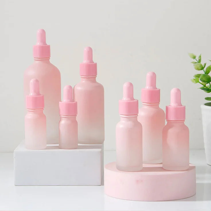 5ml 10ml 15ml 20ml 30ml 50ml 100ml Pink Empty Essential Oil Dropper Bottle Skincare Lotion Serum Glass Cosmetic Packaging
